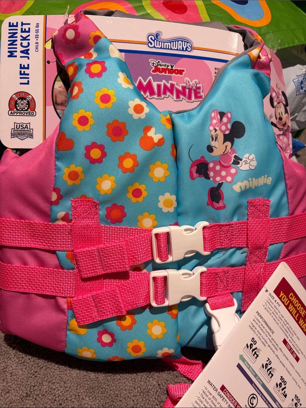 SwimWays Disney Junior Minnie Kids Life Jacket >33-35 lb